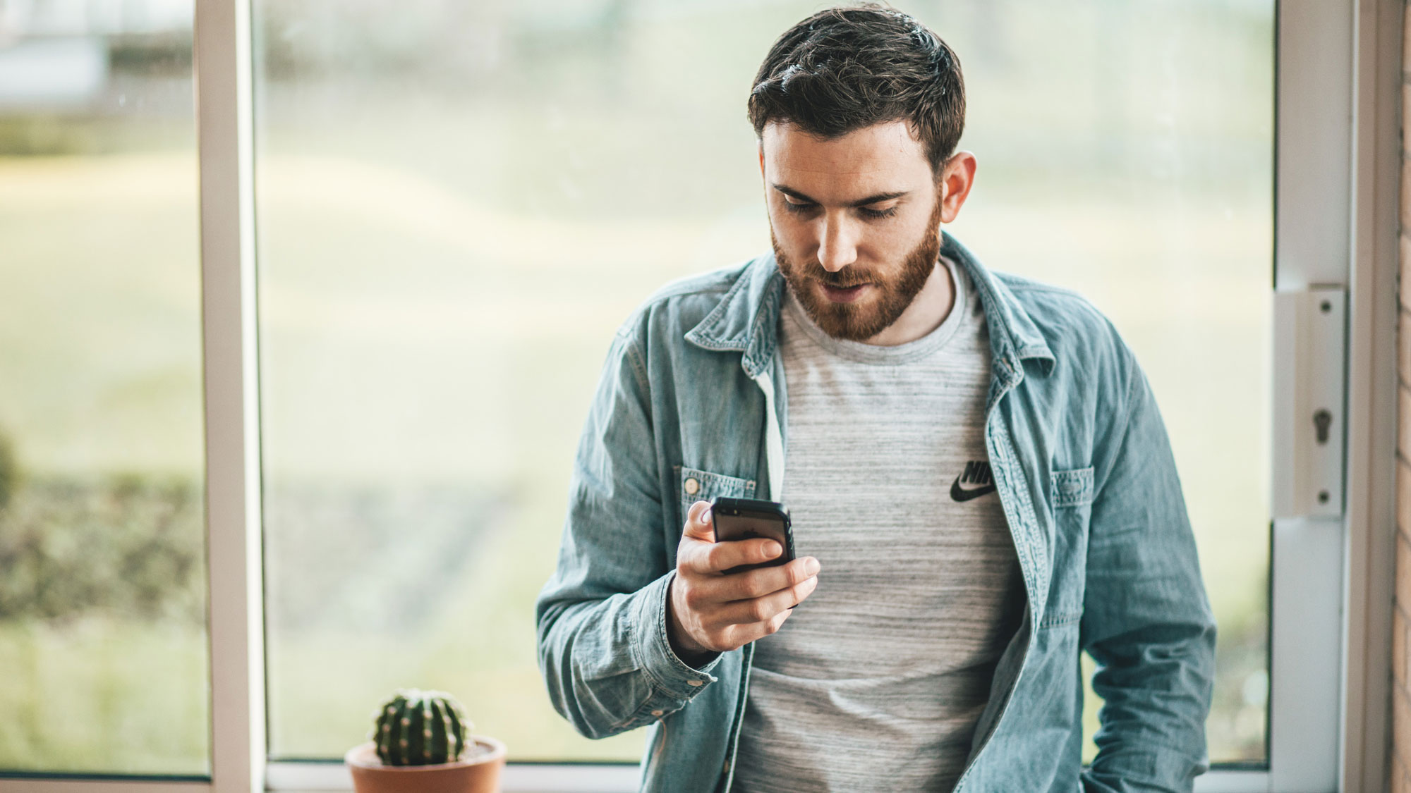 man making market research calls
