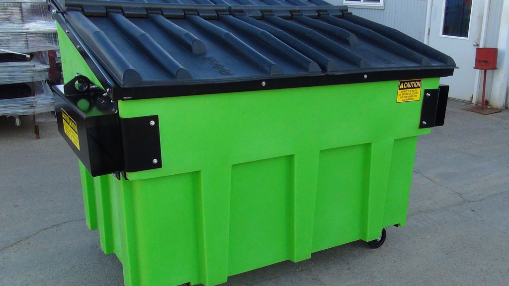 Plastic trash dumpsters beat heavy, high-maintenance steel hands-down