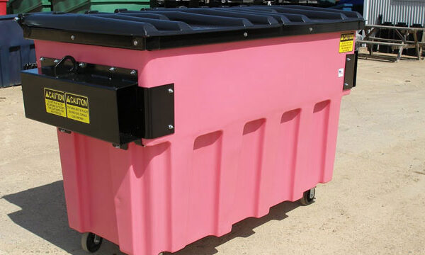 pink plastic dumpster