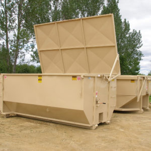 Roll-off dumpster with lid