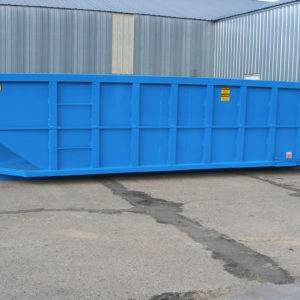 blue steel roll-off dumpster
