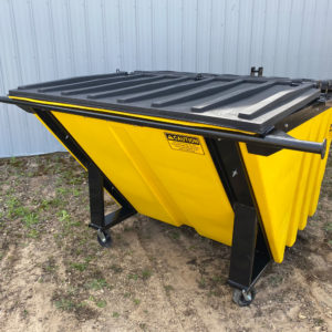 yellow 3 yard rear-load plastic dumpster