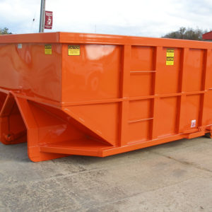 orange steel dumpster