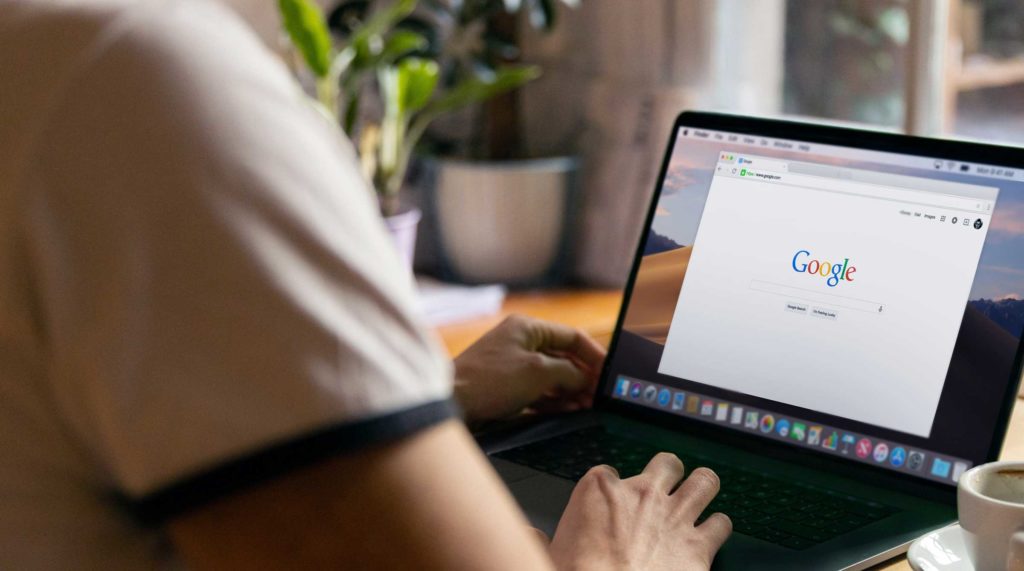 Man doing a Google search for product reviews