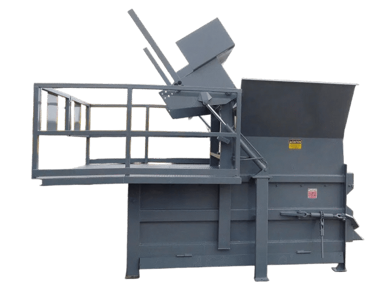 A gray Nedland 3 yard stationary compactor