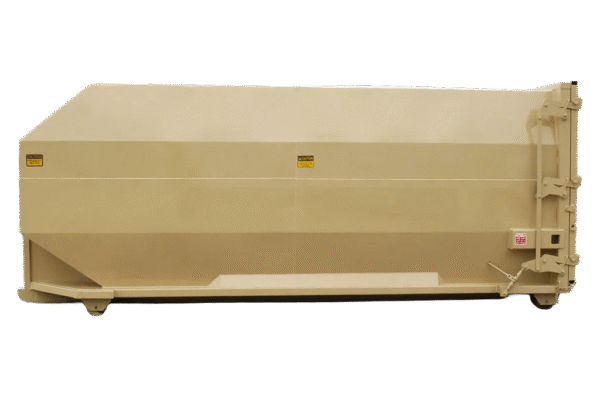 A tan Nedland roll off receiver box