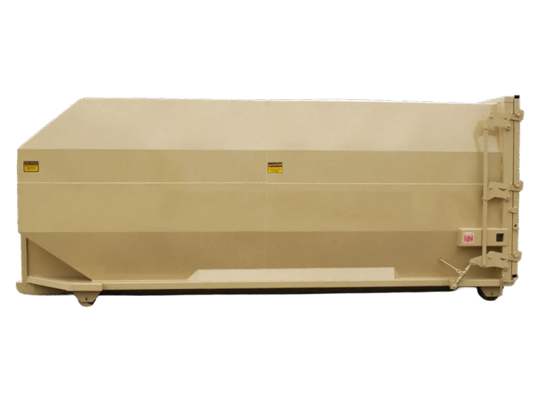A tan Nedland roll off receiver box