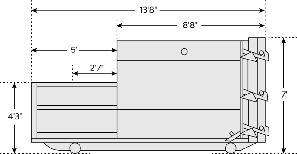 A schematic of the NSC100-10 self-contained compactor.