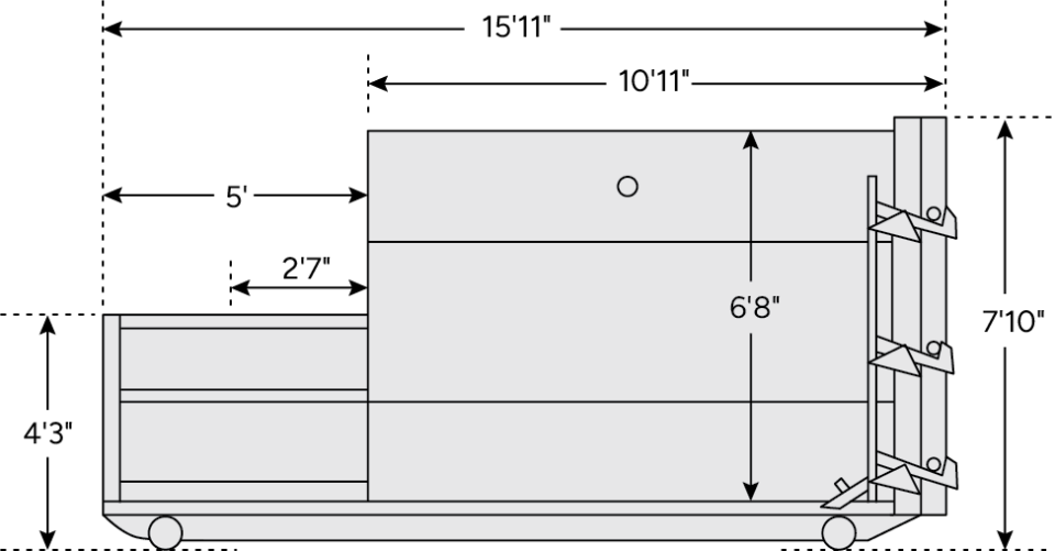 A schematic of the NSC100-15 self-contained compactor.
