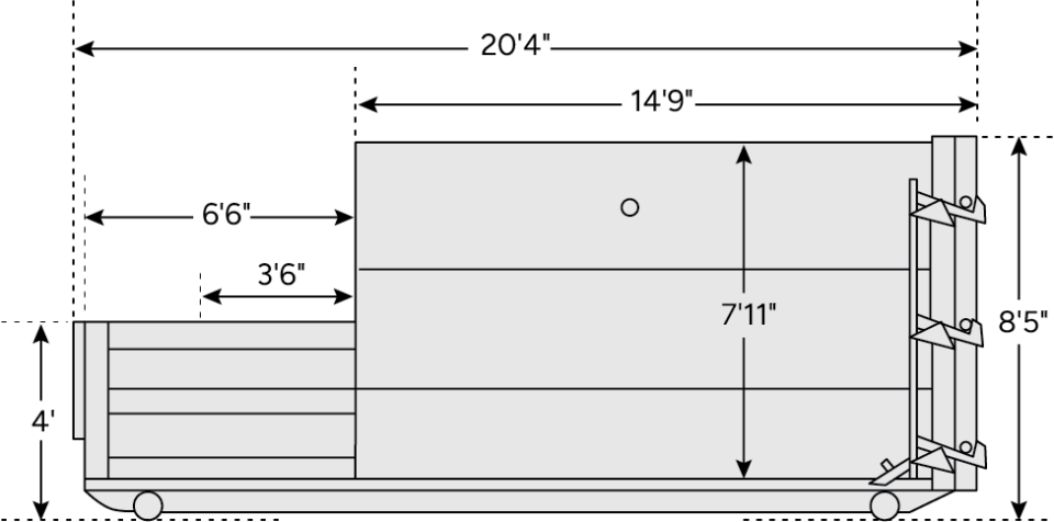 A schematic of the NSC200-25 self-contained compactor.